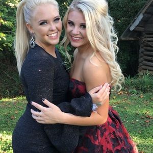 Black Jovani bell sleeve dress